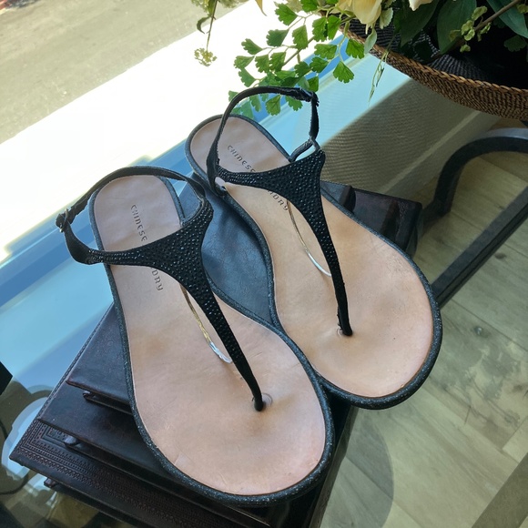 Chinese Laundry Black Sparkle Flip Flops Sandals  - Size 10 - Picture 3 of 10